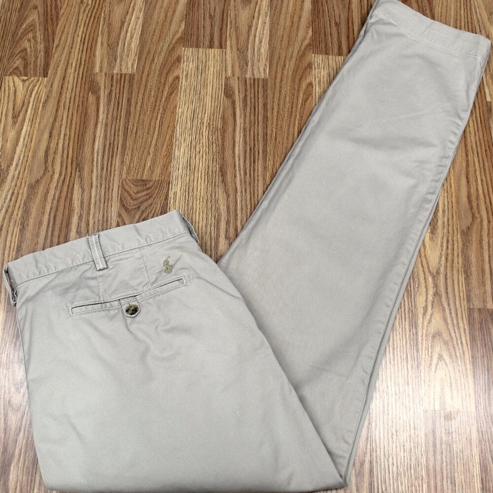 38x34 POLO RALPH LAUREN STRAIGHT FIT PANTS COTTON/SPANDEX KHAKI Sz 38W x 34L